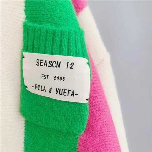 Watermelon Boxy Color Block Colourful Cardigan Sweater - Picture 3 of 5